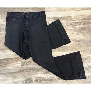Domaine Brand Jeans Womens 7 Dark Wash Flare Y2K Style Low Rise Slash Pockets